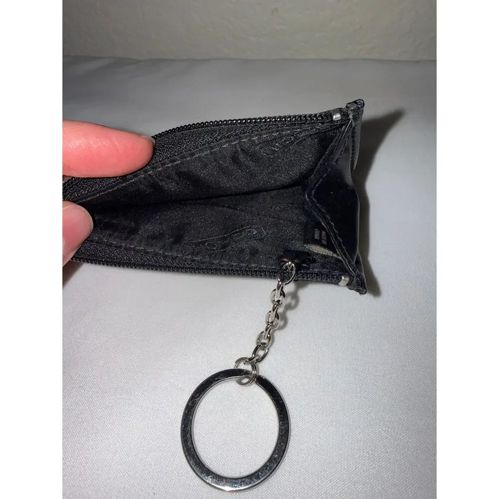 COACH Vintage Black Signature Jacquard Canvas Mini Skinny ID Case Coin Wallet